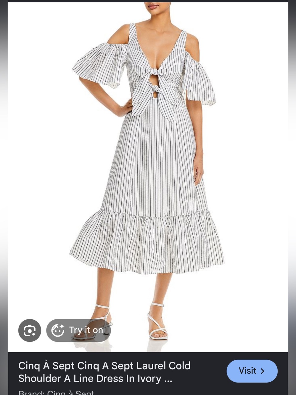 cinq a sept navy and white Striped Midi Dress